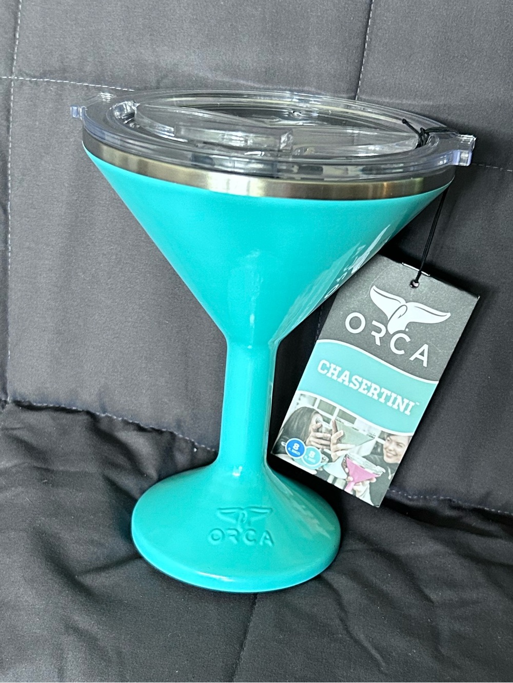ChaserTini Insulated Turquoise Martini Tumbler with Lid